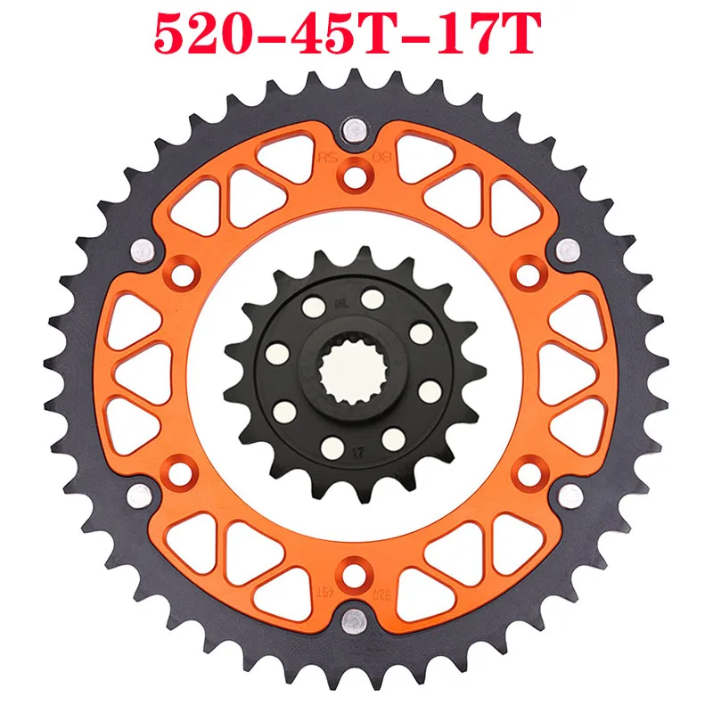 AHL 520 Motorcycle 45T~52T 17T Front & Rear Sprocket For 620 690 640 LC4 R ll SM SMC 790 890 Adventure R Rally SMR Ltd.Ed