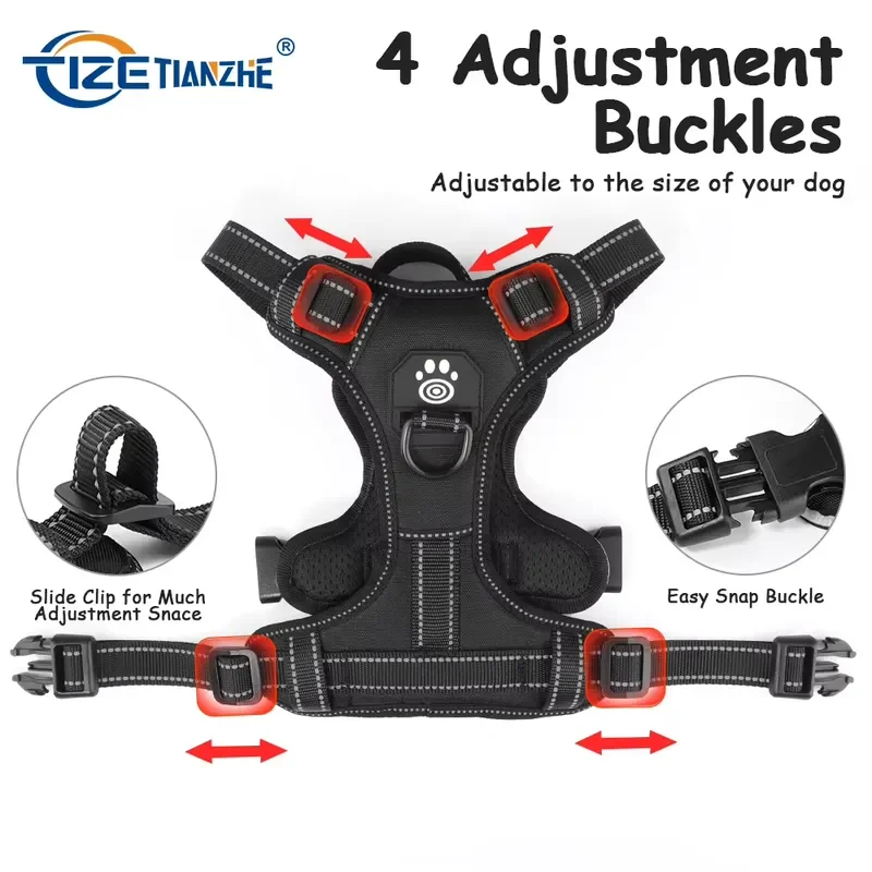 for TIZE Light LED Dog Harness No Pull Reflective Breathable Heavy Duty Large Training Tactical Service Custom Pet Dog - view 5