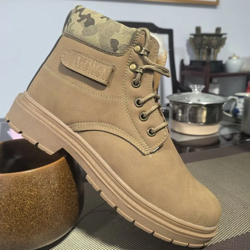 Winter labor protection shoes for men, high-top cotton shoes, cold-proof warm, steel toe capimpact and anti-puncture