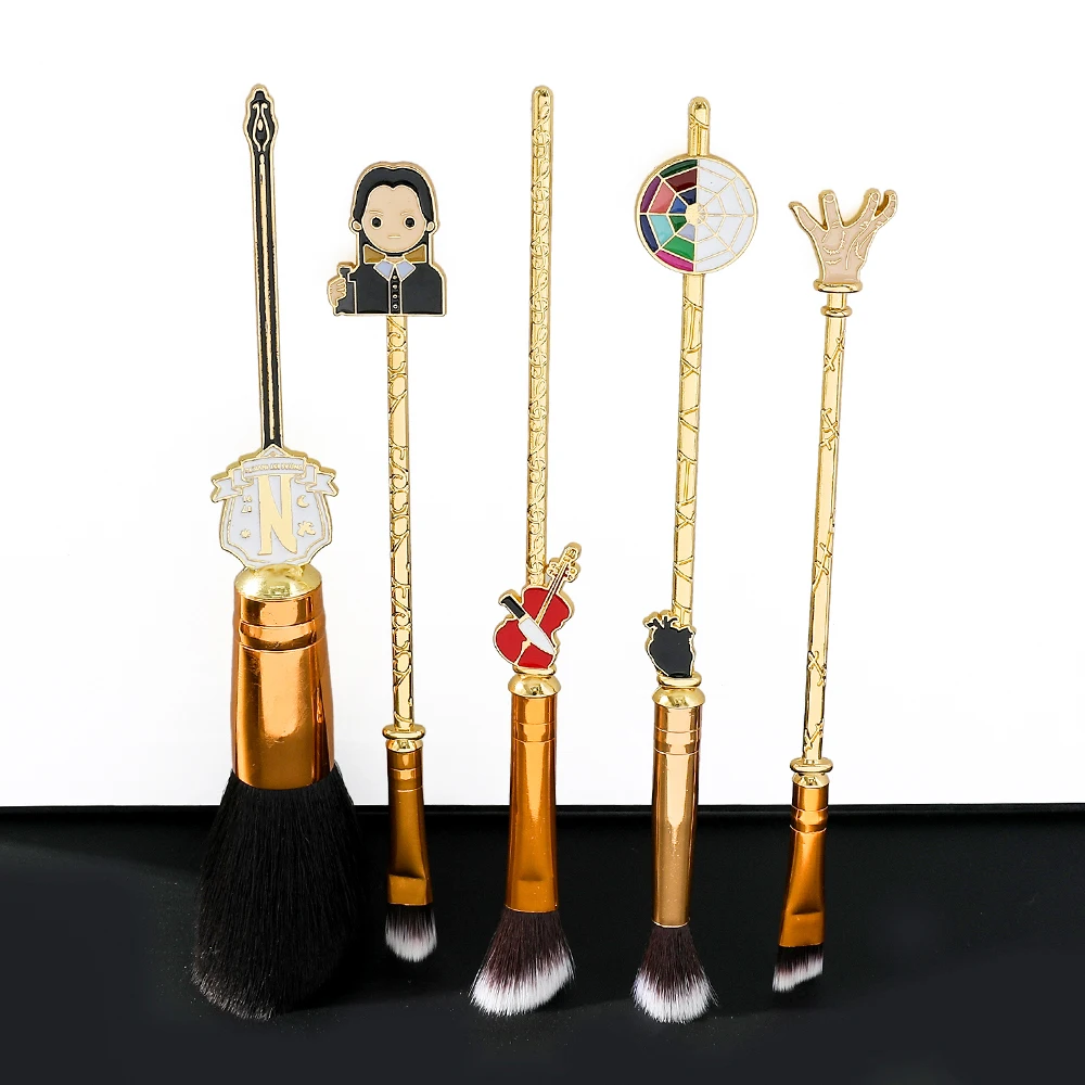 New Classic Movie Wednesday Addams Makeups Brushes Lipstick Applicator Wands Set Cosmetic Makeup Tools Addams Cosplay Prop