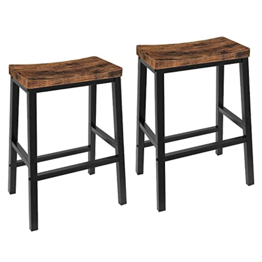 

Bar Stools Set of 2 Bar Chairs 23.6 Inch Saddle Stools Kitchen Counter Seat with Footrests Industrial Barstools for Dining Room