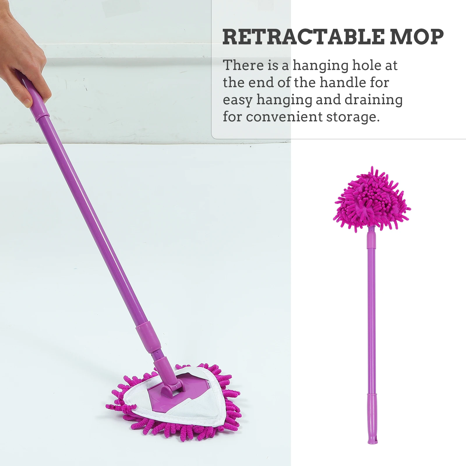 

1Triangular Cleaning Mop Purple Plastic Chenille Sweeper Mop For Car Home Washing Glass Flat Floors Windows Hardwood Floor Mop