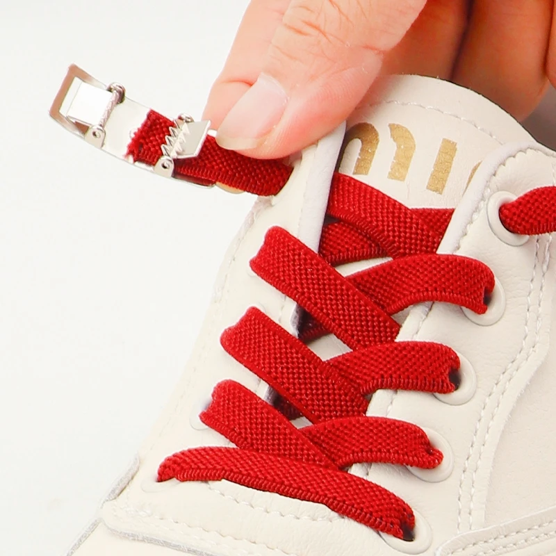 

AF1 Locks Shoestrings Without Ties Kids Adult 8mm Wide Flat Lazy Shoelaces New Curved Metal Buckle Elastic Laces Sneakers Tennis
