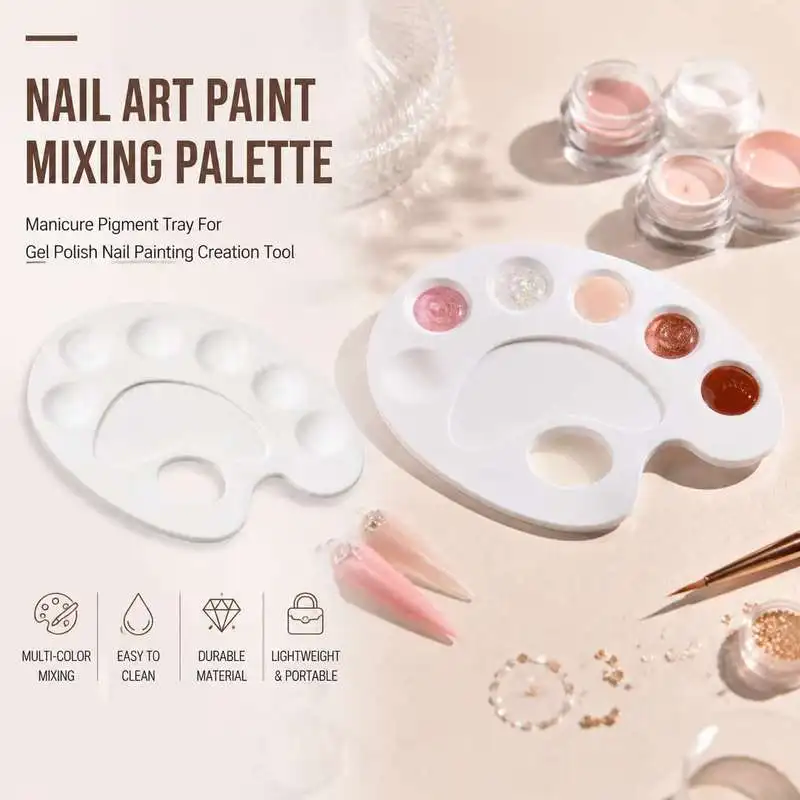Manicure Pigment Mixing Tray Nail Art Palette Portable Gel Polish Color Blending Accessory