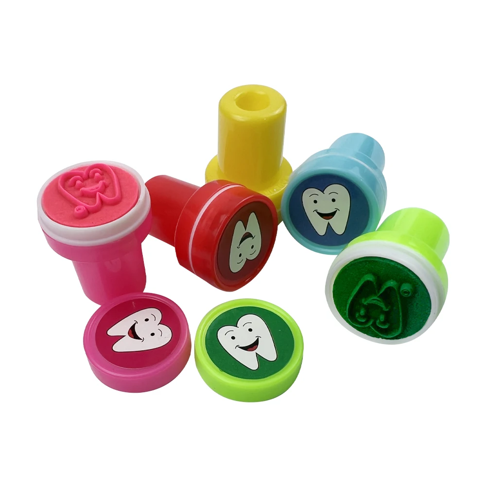 Cute Dental Tooth Shape Stamps for Kids Cartoon Teeth Brushing Demo Clinic Reward Dentistry Gifts Souvenirs Decor Stamper