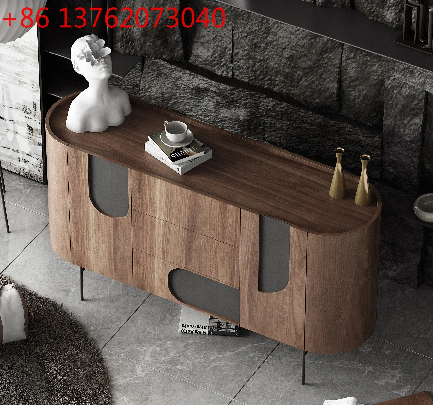 Кухонный сервант, обеденный буфет с 3-мя ящиками, напольный шкаф для хранения с деревянным консольным столиком