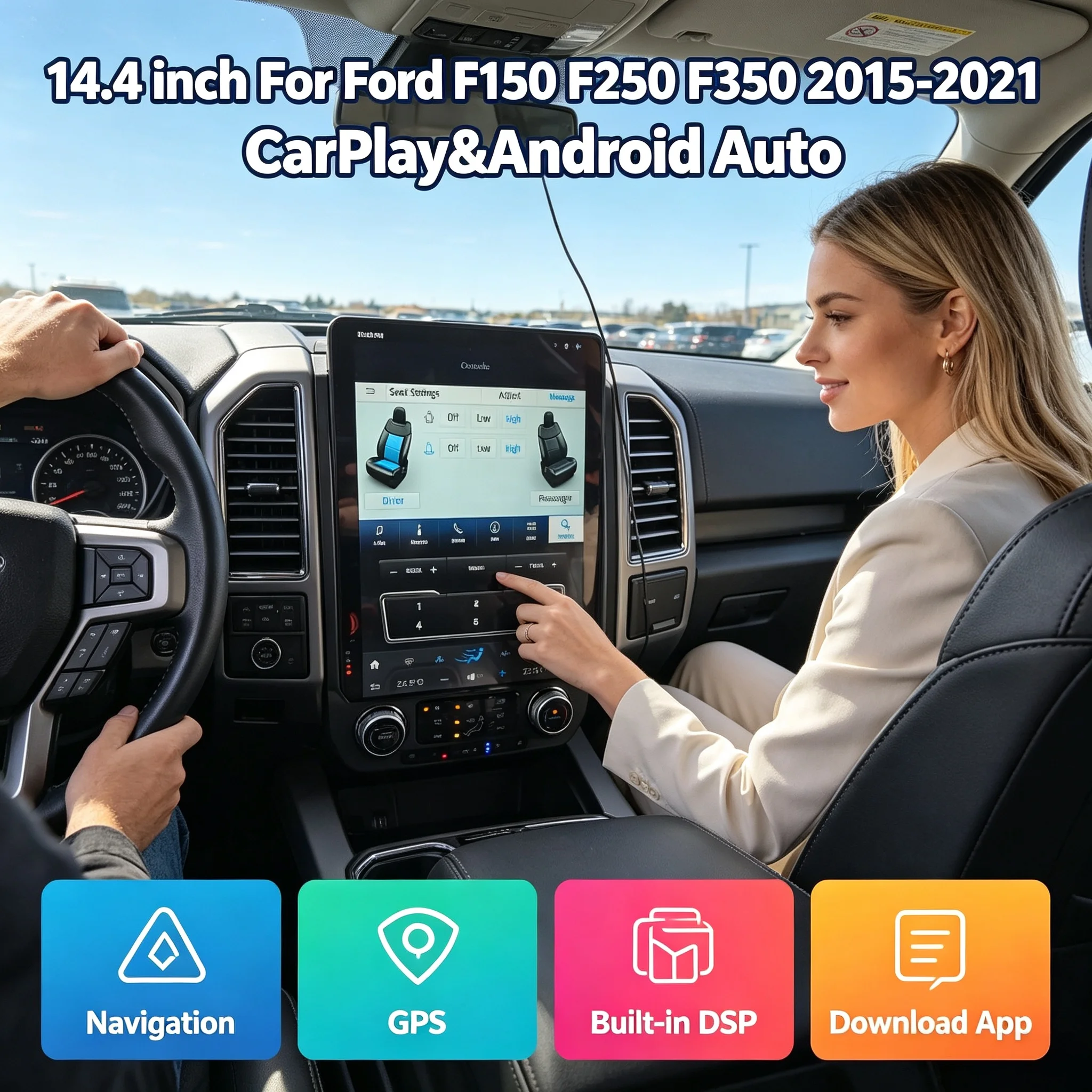 14.4 Inch Android 13 128GB For Ford F150 Raptor 2009-2014 Tesla Style Car GPS Navigation Multimedia Player Radio Tape Head Unit