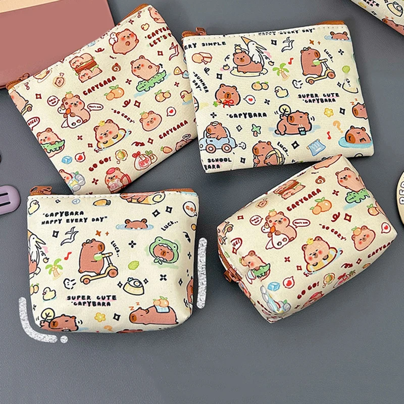 Cartera de dibujos animados Capybara, monedero lindo, portátil, impermeable, Mini bolsa de almacenamiento, lápiz labial, llave, organizador de auriculares, regalo para niños