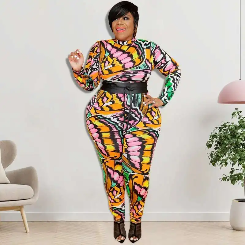

21886 Large Women's Wear 2025 Autumn New Long Sleeve High Stand Collar Jumpsuit