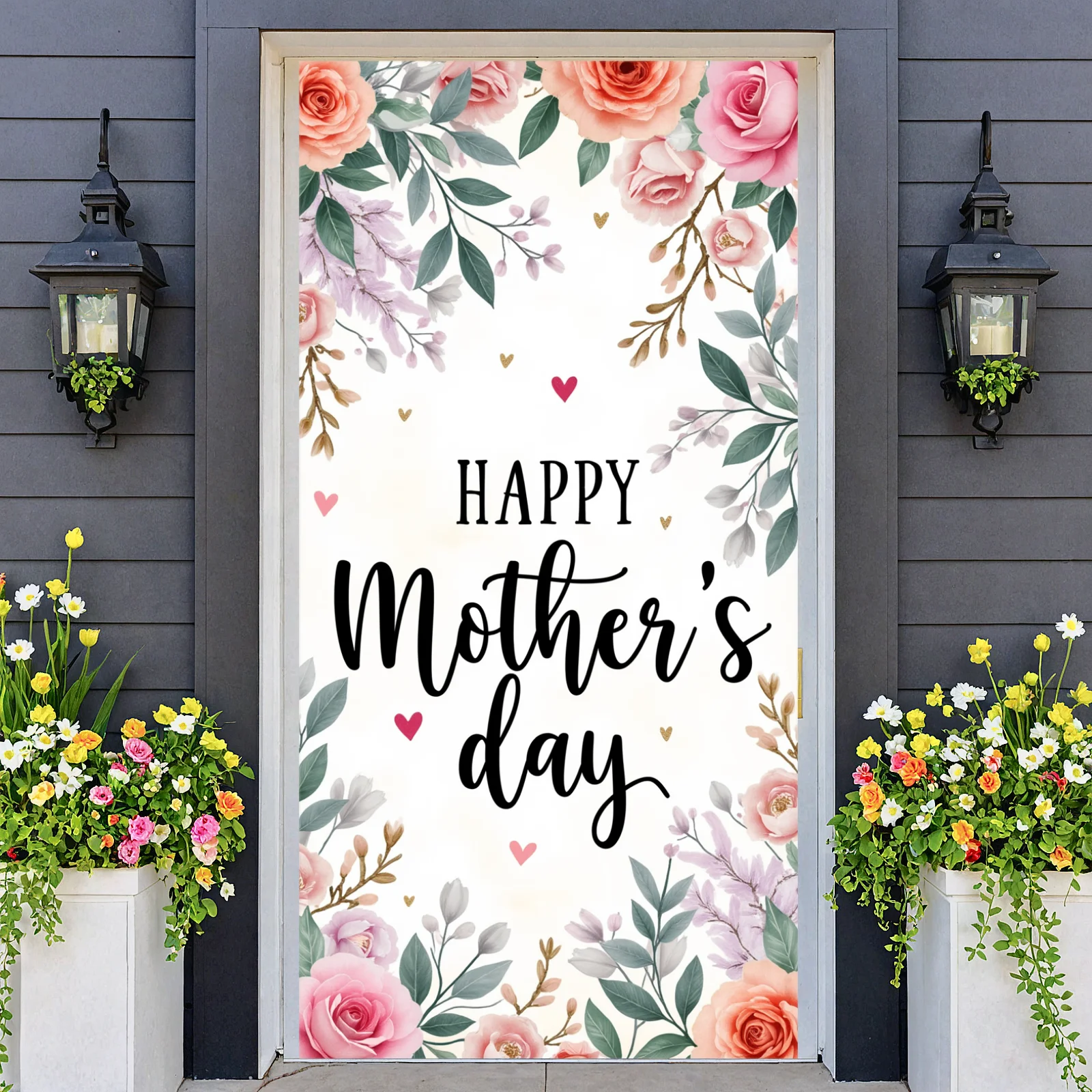 Tribute To Mother Display Romantic  Loving Mom Banner Mother's Day Background Floral Border Happy Mother's Day Banner