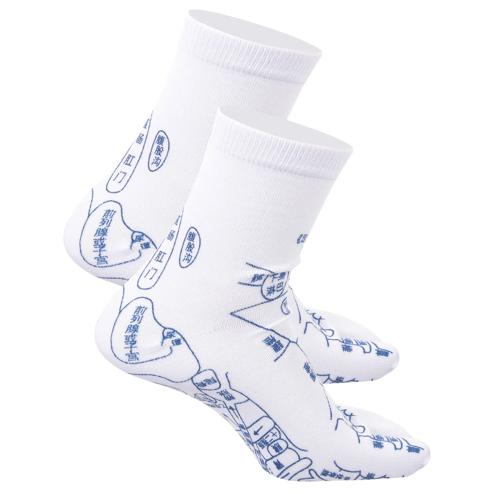 1Set Reflexology Foot Massage Socks Cotton Resin Material Breathable Unisex Acupressure Socks Clear Acupoint Chart Fatigue