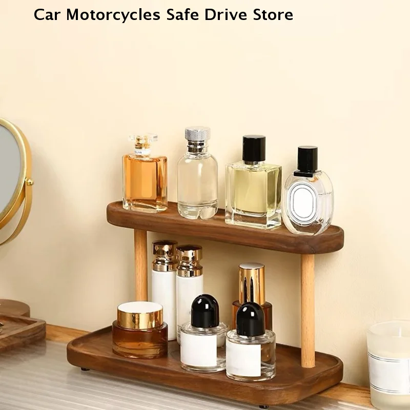 Versatile 2-Tier Wooden Storage Rack for Kitchen&Tea Room-Countertop Organizer with Decorative Desktop Multi-layer Storage Rack
