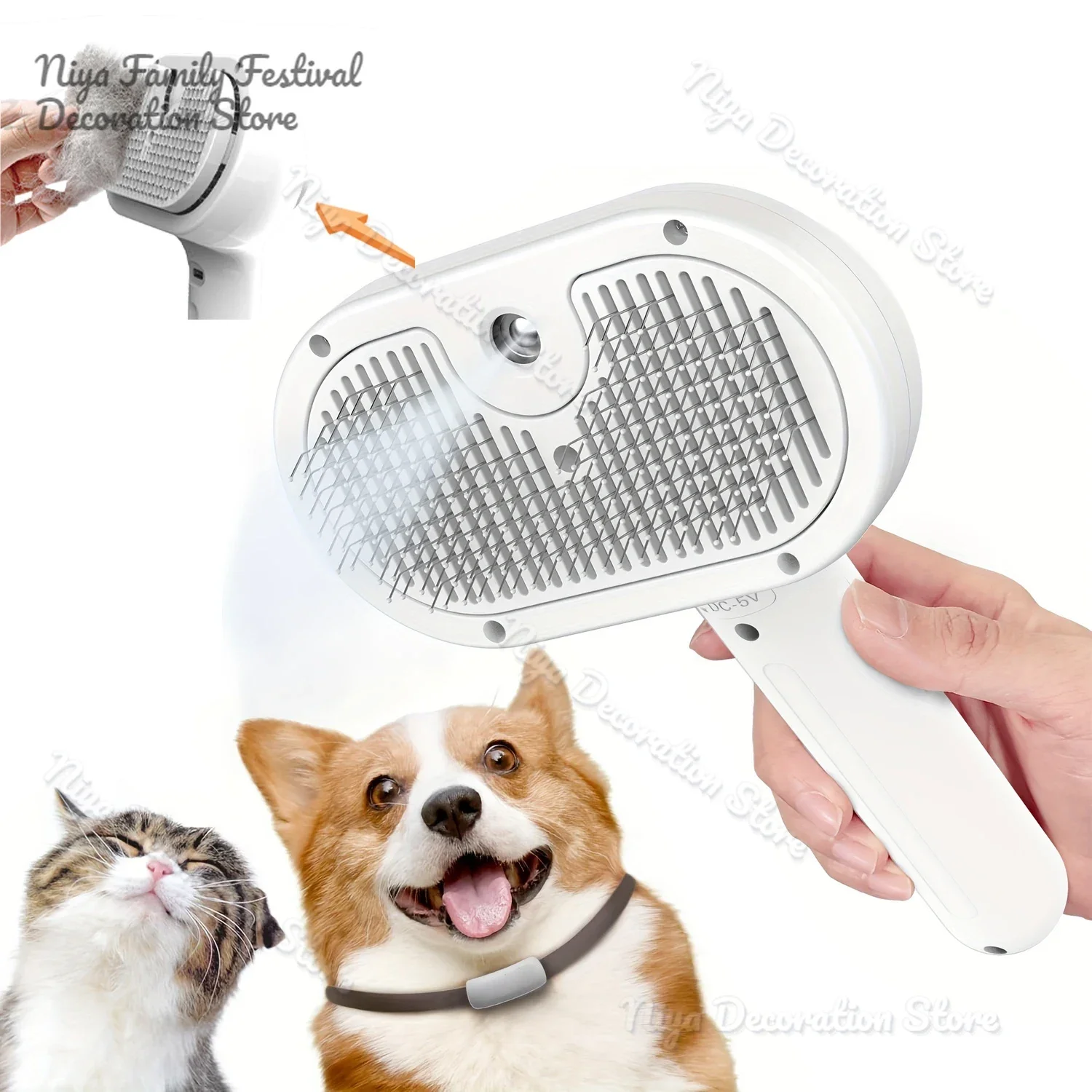 

Upgraded Pet Spray Grooming Comb Steamy Floating Hair Removal Cleaning Steam Brush Styling for Dogs Cats Accessories