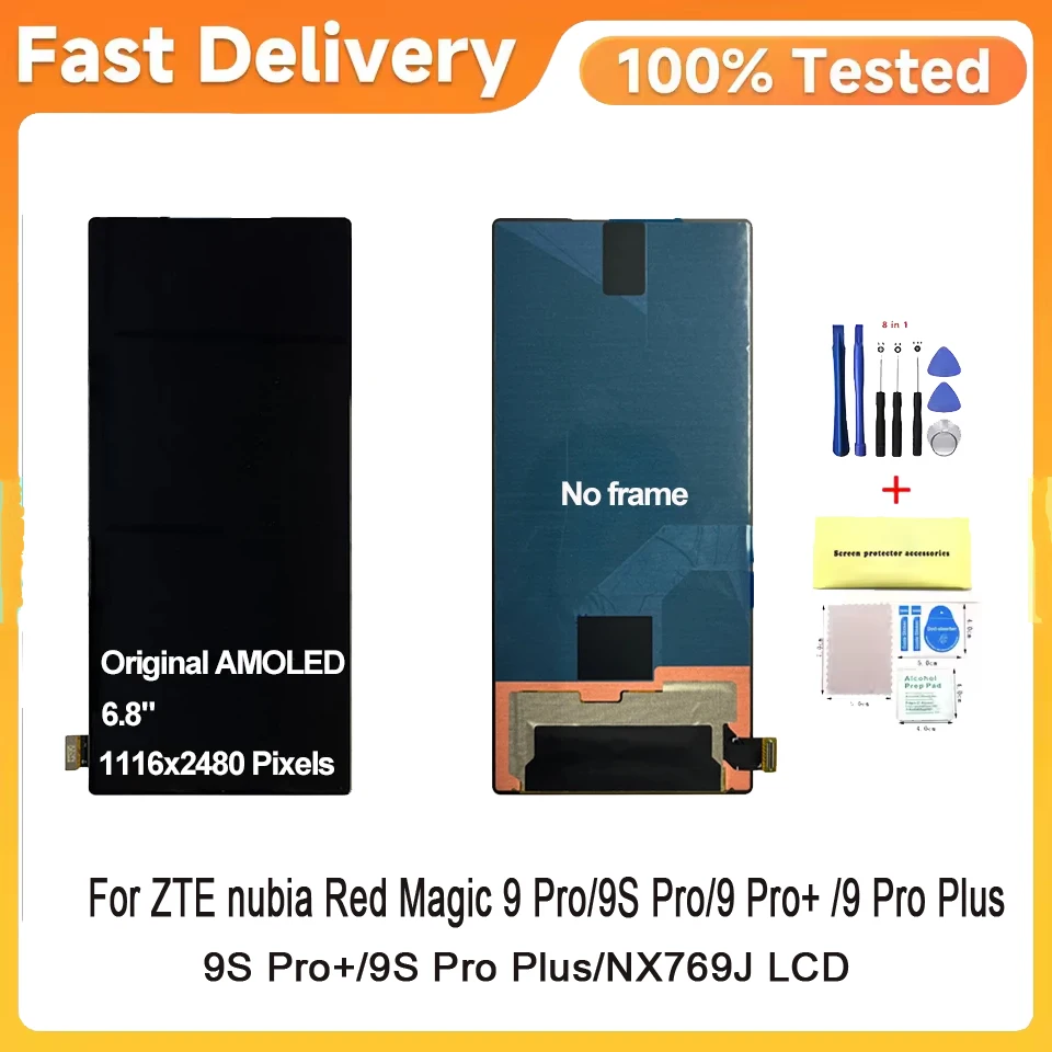 6.8'' AMOLED For ZTE nubia Red Magic 9 Pro 9 Pro+ 9S Pro 9S Pro+ Pantalla LCD Display Touch Panel Screen Digitizer Assembly