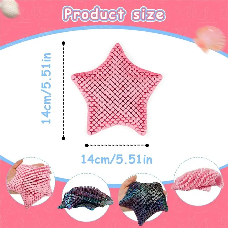 نجم البحر المرن اللطيف - ديكور مكتبي مطبوع بتقنية ثلاثية الأبعاد، هدية مرنة على شكل نجم البحر