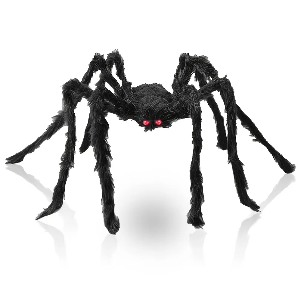 Large Halloween Spider 19.69 Inch, Black Furry Spider Decoration, Soft Creepy Prop for Outdoor Yard, Garden and Party