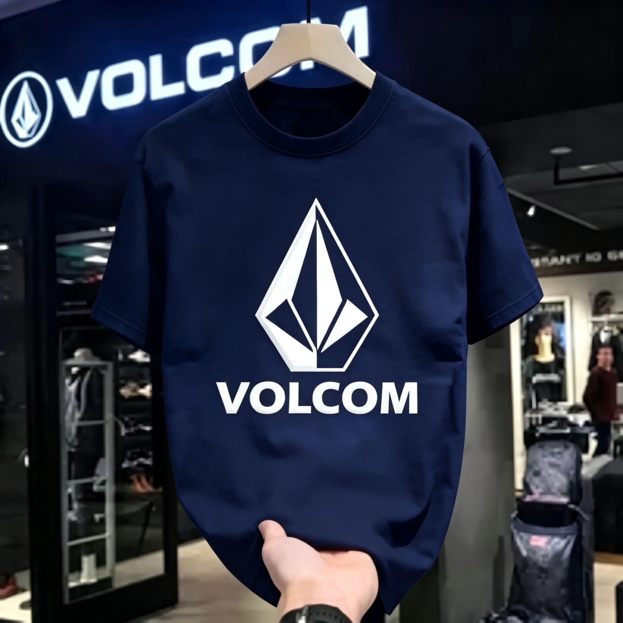 2026 New Volcom Oversized Streetwear Monochrome Geometric Diamond Front Graphic T Shirt Old School Skateboard Tee