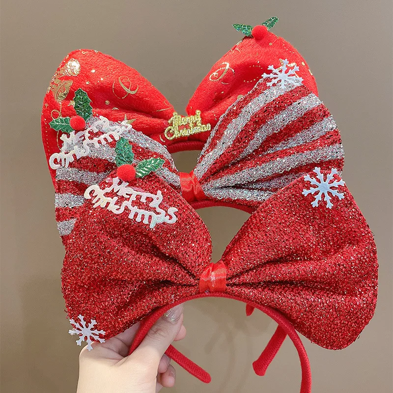 2025 New Chriatmas New Year Large Bow Headpiece Butterfly Headband for Kids Gift Festival Dress Up Props Princess Headwear