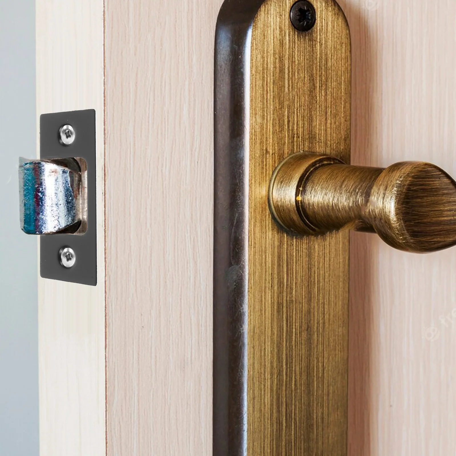 2pcs Stainless Steel Deadbolt Strike Plate Replacement Door Hole Filler Cover For Door Lock Reinforcement Security Upgrade Kit