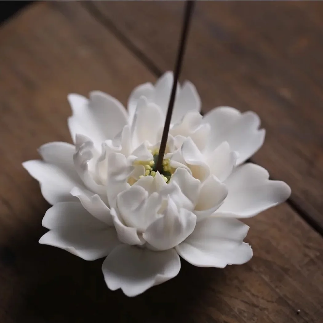 Ceramic White Peony Flower, Pure Handmade Fragrant Insertion, Home Furnishings, Personalized Creativity Gifts