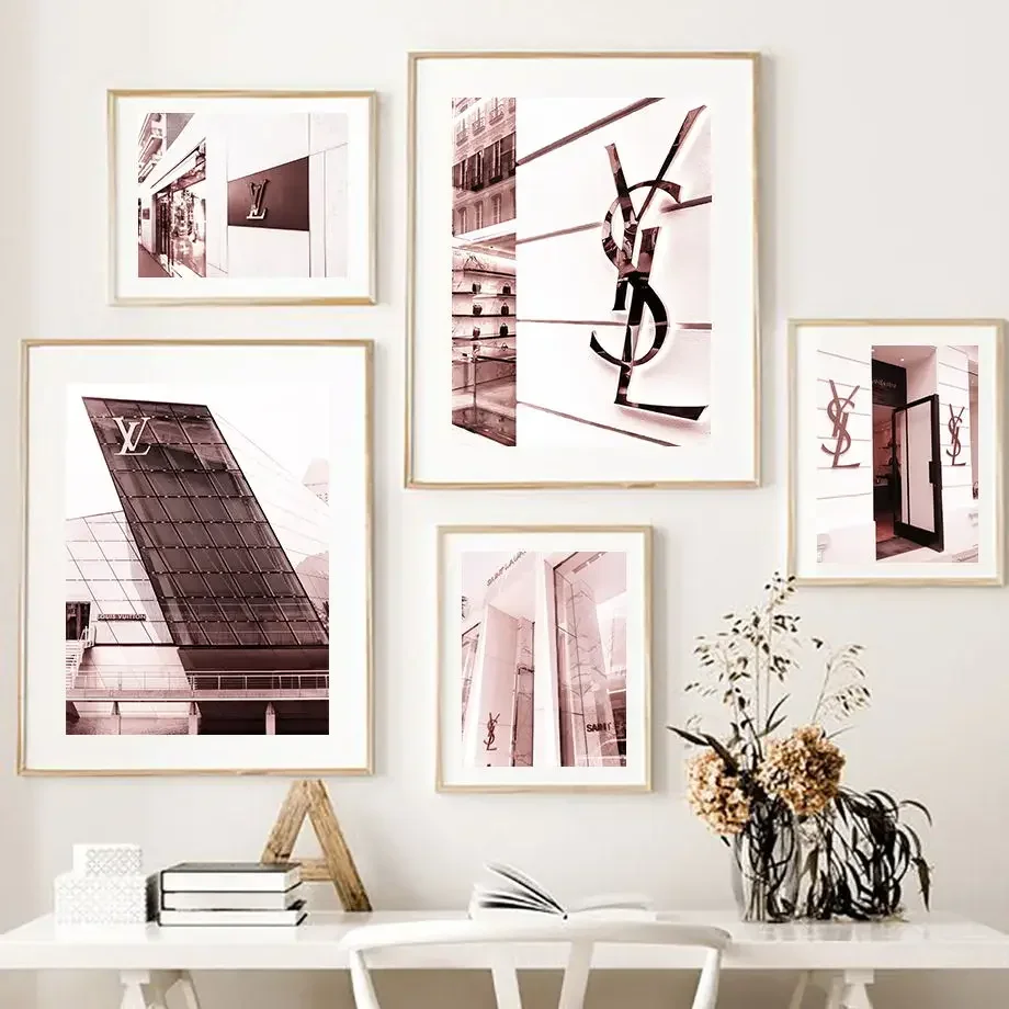 الوردي الأسود متجر فاخر الشارع المشهد الفن موضة رومانسية فرنسا الملصقات حائط لوح رسم صور لغرفة المعيشة ديكور #4