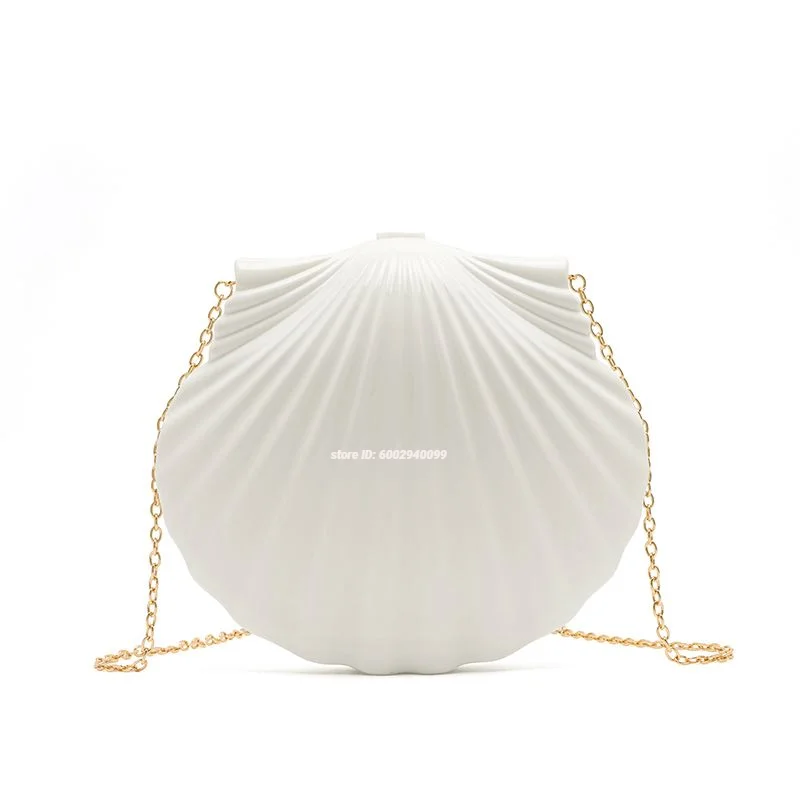 

Ivory Shell Bag for Women Luxury Clutch Bag New Stylish Chain Shoulder Cross-body Purse Elegant Bag for Wedding Banquet Party