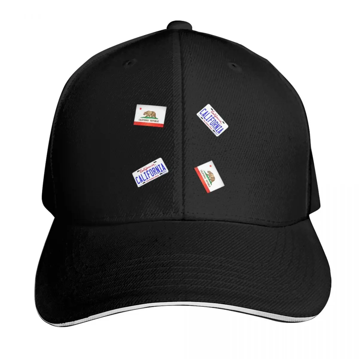 California Flag and California License Plate Sticker PackPattern Baseball Cap tea Hat Rave Mens Hats Women's