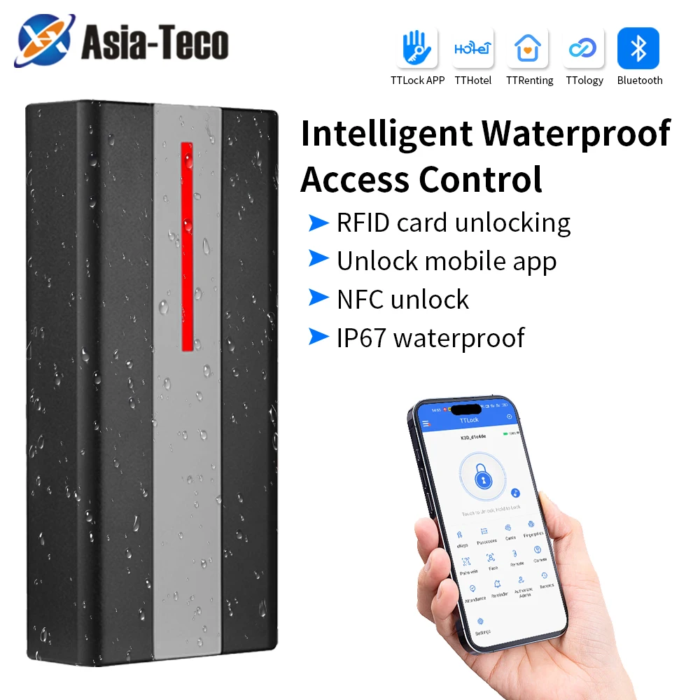 TTLOCK APP Bluetooth Access Control IP67 WG34 Input 13.56MHz Card Support Wireless Keyboard for Access Control System Security