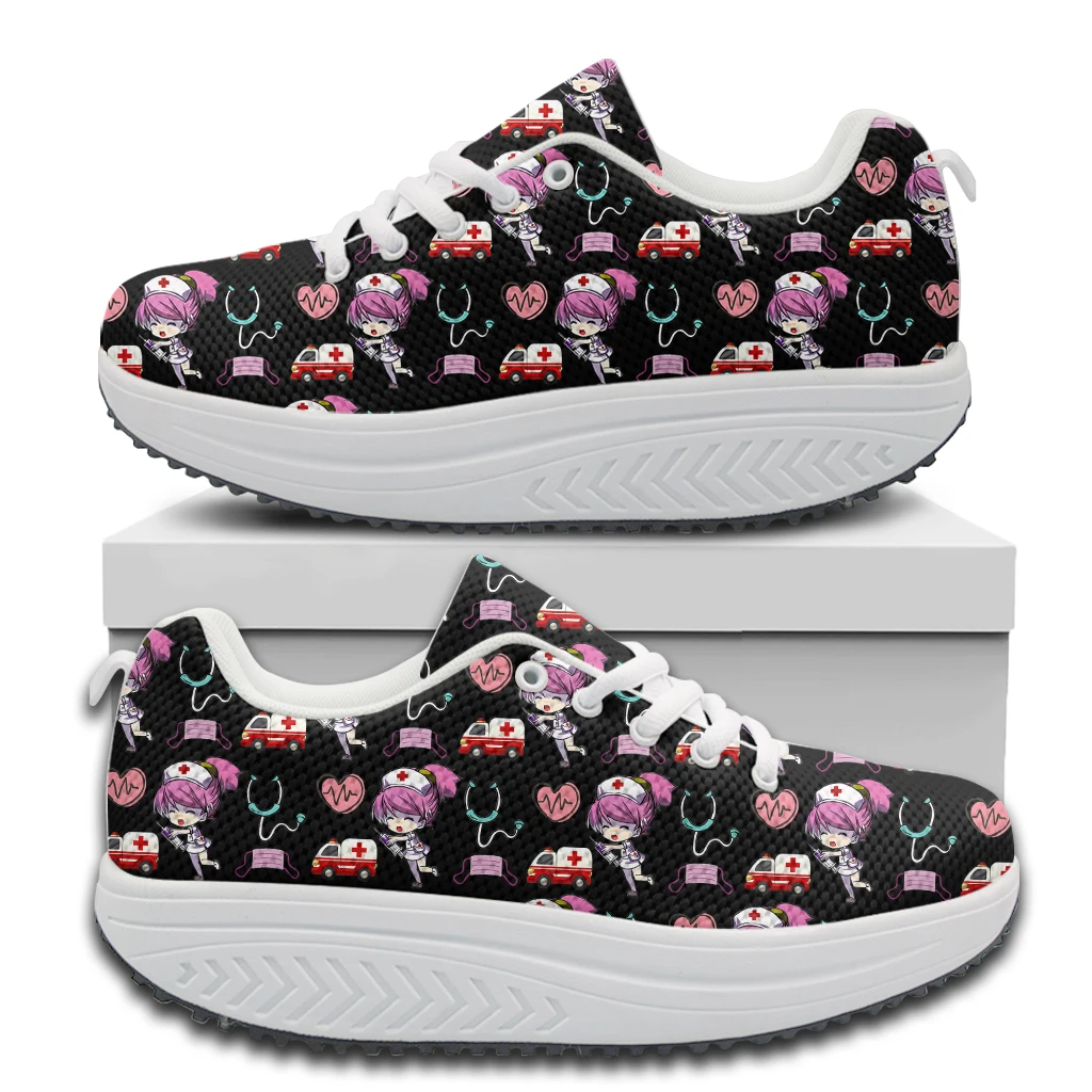 New Fashion Kawaii Cute Nurse Girl Ambulance Print Autumn Winter Tennis Shoes Shock Absorption Lightweight Breathable Sneakers