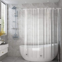 Clear Shower Curtain Liner Waterproof Plastic Bath Curtains Liner With Hook Transparent Bathroom EVA Pad Home Bathroom Decor