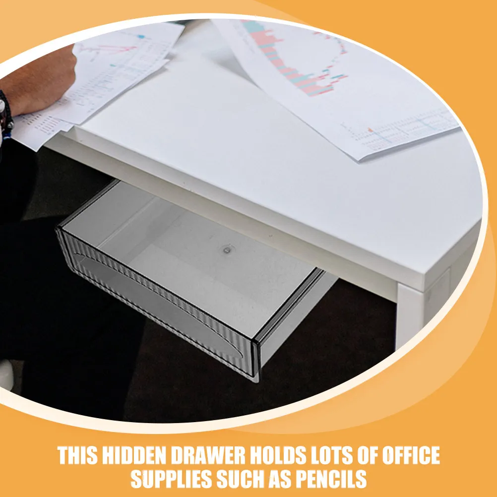

Under Desk Drawer Organizer Adhesive Hidden Storage Box Large Capacity Office Supplies Desktop Organizer for Home Office