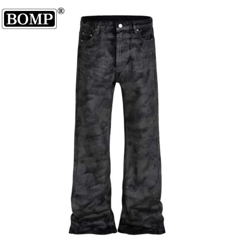 [BOMP]  Silhouette Loose Handmade Brushed Glue Glitter Powder Micro Flared Jeans Beggar Pants Jeans