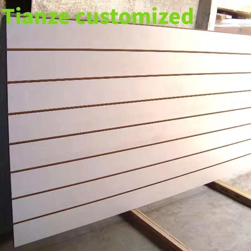 

(Customized) white melamine facing 4ft x 8ft MDF slatwall panel shoes store display wall board