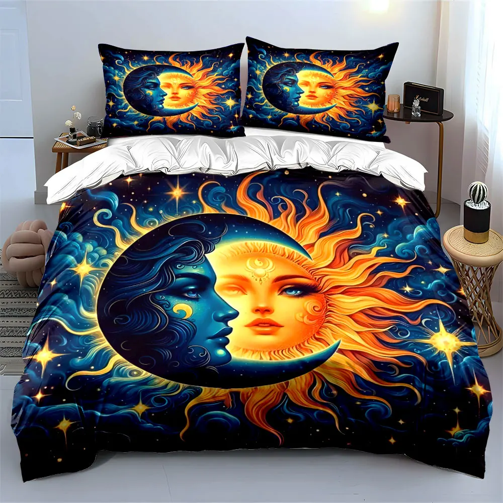 Mystical Fusion of Sun and Moon Print Bedding set 3PC 1 duvet cover 2 pillowcases adult and children bedding set Luxury
