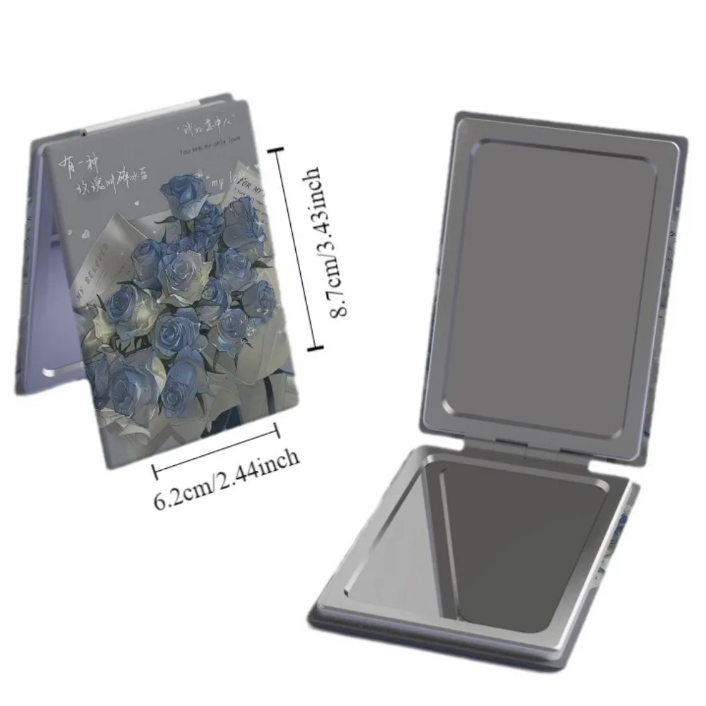 PU Folding Makeup Mirror Foldable Double-sided Foldable Cosmetic Mirror Tulip Butterfly Rectangle Pocket Mirror Vanity Tools