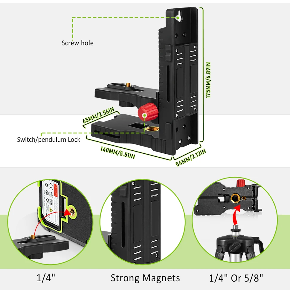 ZOKOUN Universal Use Strong Magnetic L-Bracket Wall Mounted Laser Level Holder Stand Support