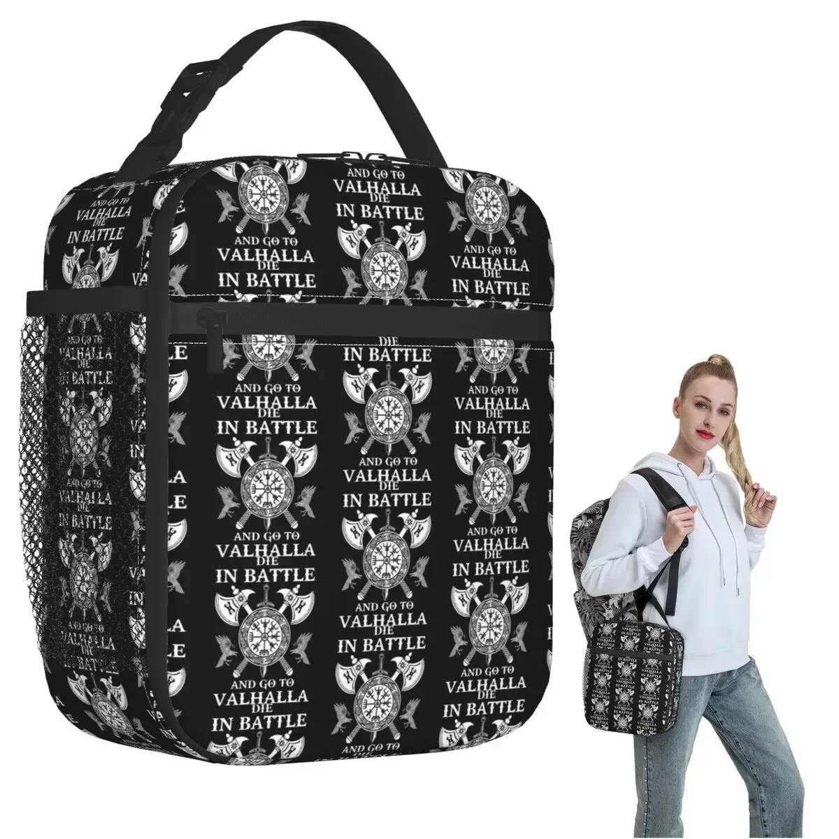Viking Warrior Die In Battle And Go To Valhalla Viking Insulated Lunch Bag Children Portable Food Boxes Thermal Lunch Box Tote