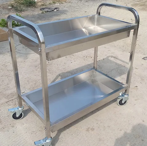 STAINLESS STEEL HOSPTAL HOTEL GEN FOOD COLLECTION TROLLEY Hotel Restaurant Service Trolley Bowl-Collected Cart