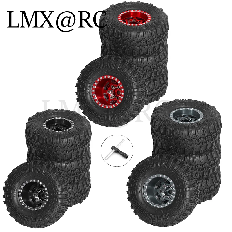 4 Stuks 57Mm 1.0 "Metalen Beadlock Wiel Bandenset Voor 1/18 1/24 Rc Crawler Auto Trx 4M Scx24 Ax24 Fcx24 Upgrade Onderdelen Accessoires