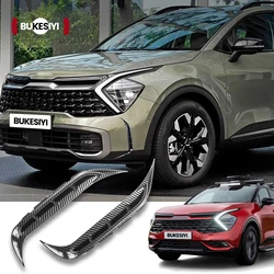 For Kia Sportage NQ5 2022 2023 2024 2pcs Fog Light Cover Trim Carbon Fiber Car Front Bumper Lamp Eyelid Eyebrow Trim Sticker