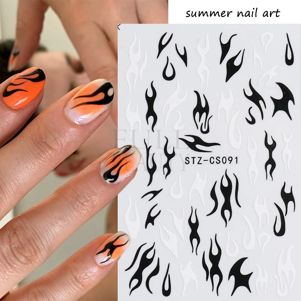 Airbrush Nail Art Stickers Love Heart Stars Sliders For Nail Cool Tribal Pattern Decal Flame Summer Decoration Tatto GLSTZ-CS138