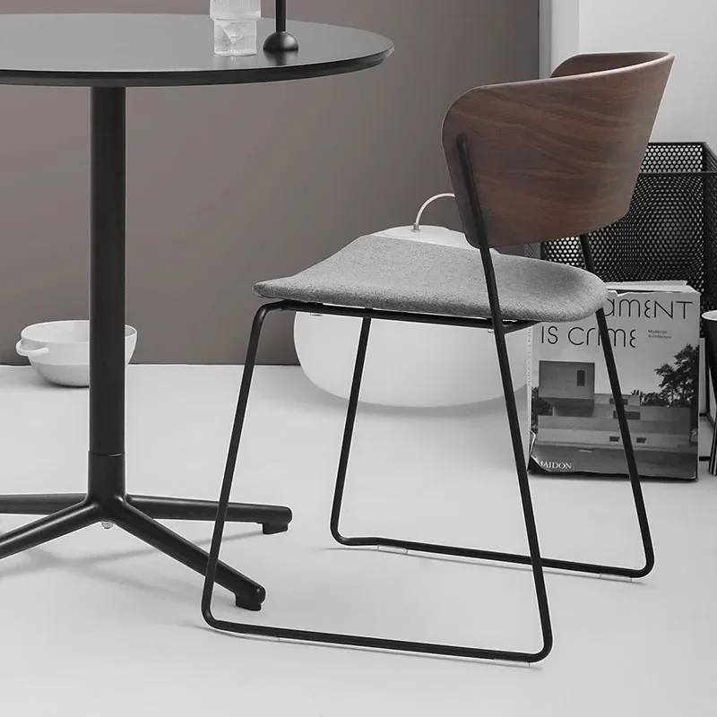 Nordic Modern Iron Dining Chair Stackable Backrest Chair for Home Office Cafe Conference Room and Study