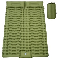 Double Sleeping Pad Self Inflating Camping Mat with Pillow Built-in Foot Pump For Hiking Portable Waterproof Camping Pad