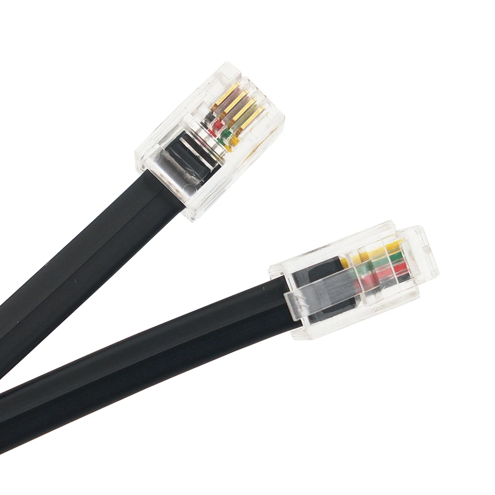 1M/2M/5M RJ9 4P4C Cable Connector 4-core Flat Telephone Cable Signal Wire Handset Line Black