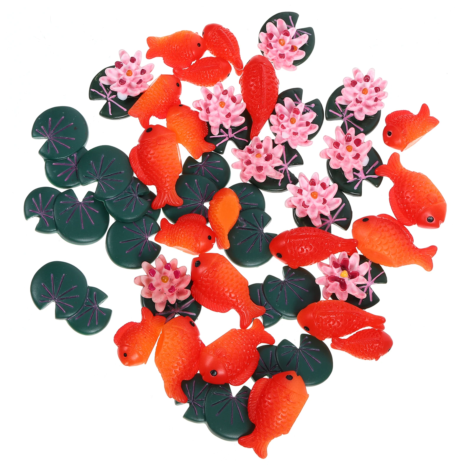 

1 set Mediterranean Style Resin naments Large Small Fish Lotus Figurines Bonsai Miniature Garden Decor Safe Durable Practical