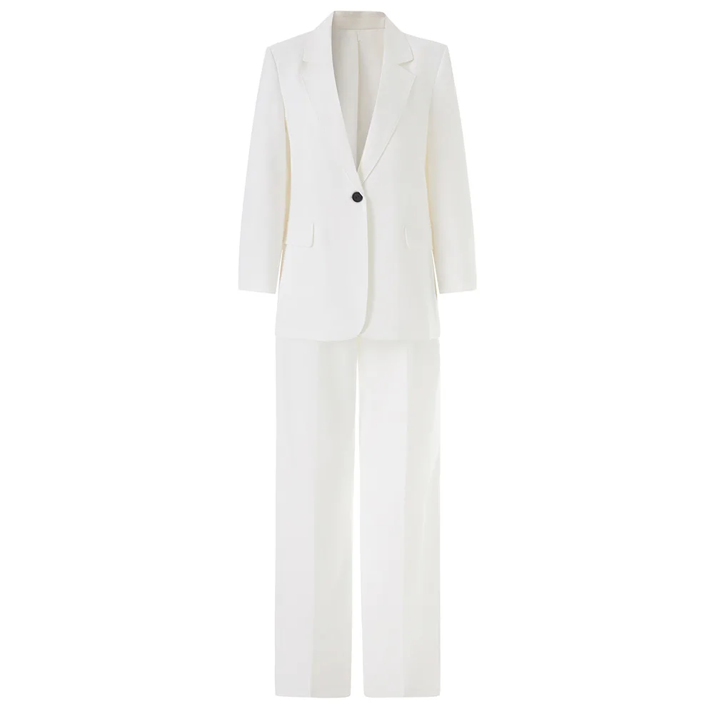 customized White suit three piece fashionable style casual wide leg pants jacket vest suit