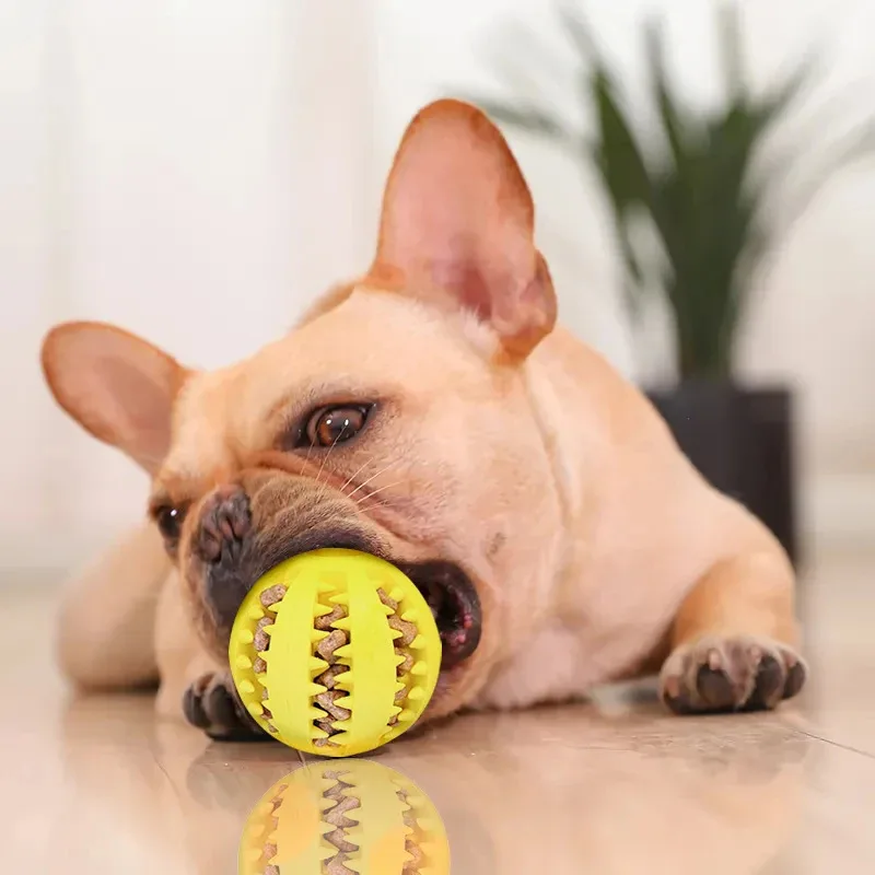 

Indestructible Dog Chew Toy For Large Dogs Interactive Rubber Chew Ball With Teeth Cleaning Snacks Soft Pet Chew Toys