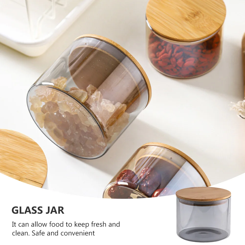 

Snack Storage Jar Glass Canister with Airtight Lid Seal Proof Cover Grain Sealed