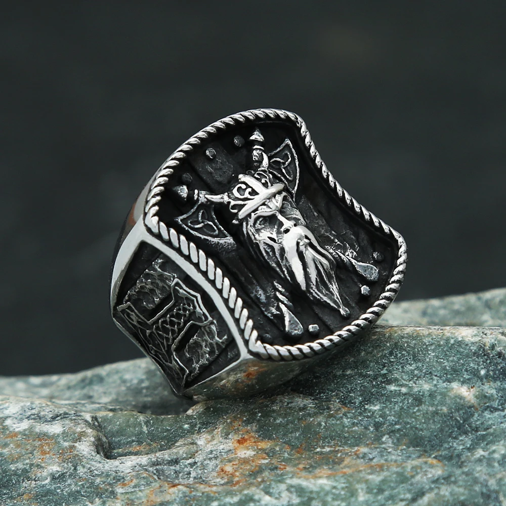 

Nordic Warrior Double Axe Stainless Steel Celtic Knot Ring Vintage Vikings Rings For Men Amulet Jewelry Gifts Dropshipping