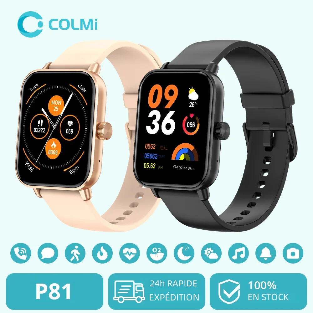 COLMI P81 appel vocal montre intelligente Ultra 1.9 pouces écran 24H moniteur de santé plus de 100 Modes sportifs, Bluetooth Smartwatch hommes femmes